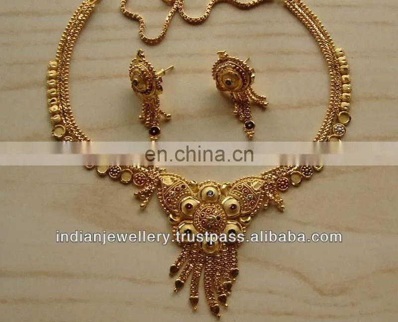 Goldplated necklace jewelry set manufacturer, gold-plated necklace fashion jewellery sets exporter