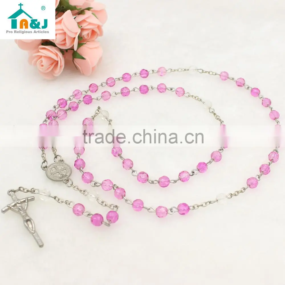 Hot sale catholic plastic rosary bead necklace