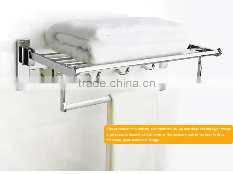 Wesda stainless steel bathroom wall towel shelf with hooks A160