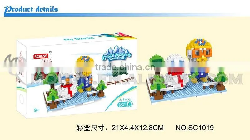 Mini Qute SC Kawaii American cartoon Pororo duck penguin diamond block plastic building block boys educational toy