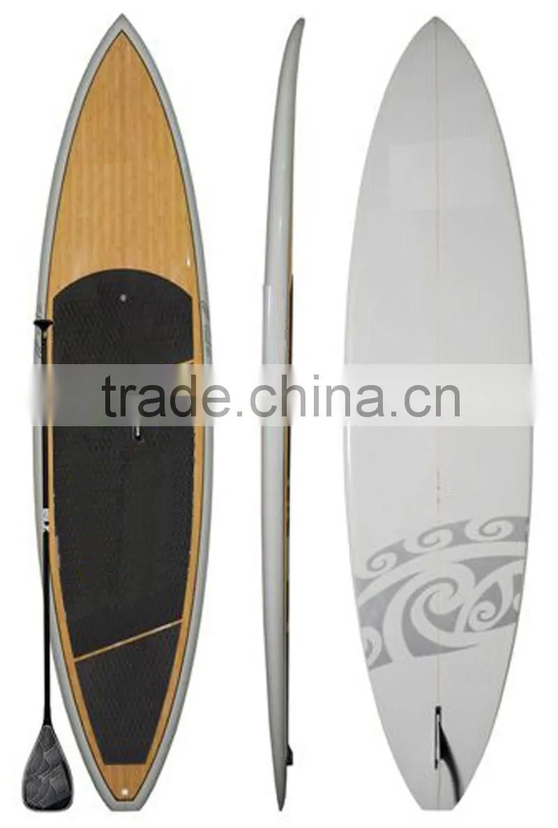 Epoxy fibergalss bamboo sup paddle board with eps foam core