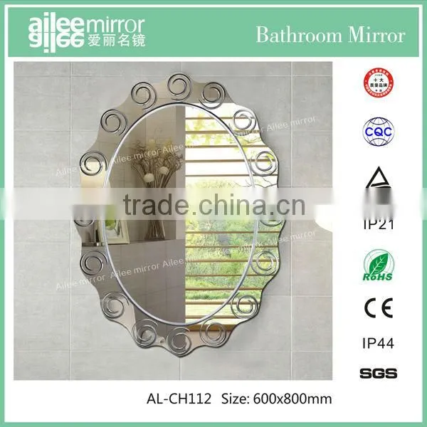 Bathroom silver mirror irregular shape wall shower mirror