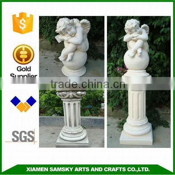 outdoor decoration angel sleeping fibreclay garden statue