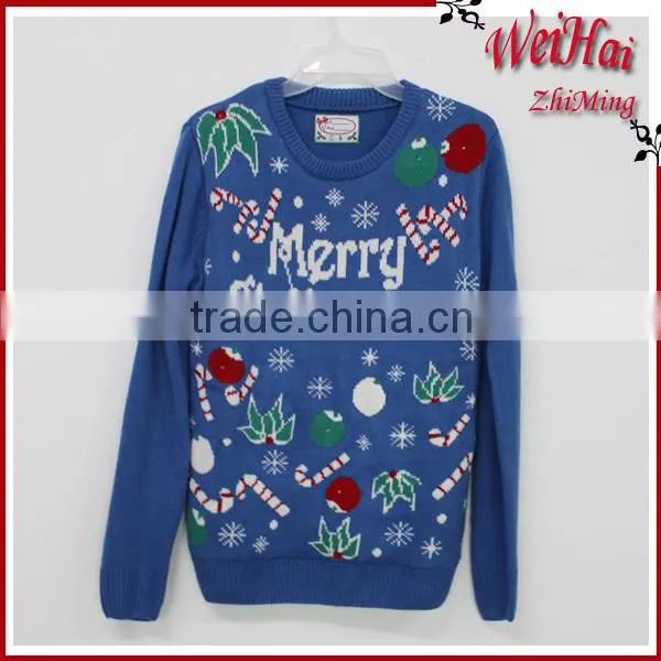 2015 Unisex Jacquard Christmas Sweater With Happy Patterns