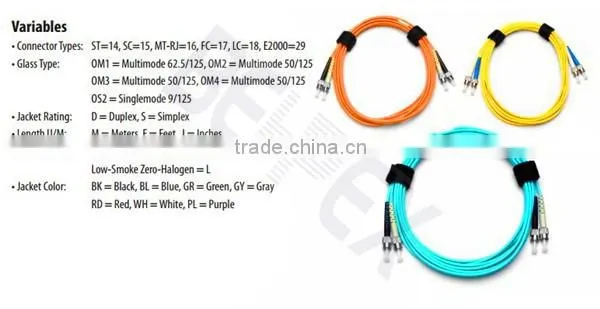 10G OM3 50/125um ST- MTRJ Multimode Duplex Fiber Optic Patch Cord