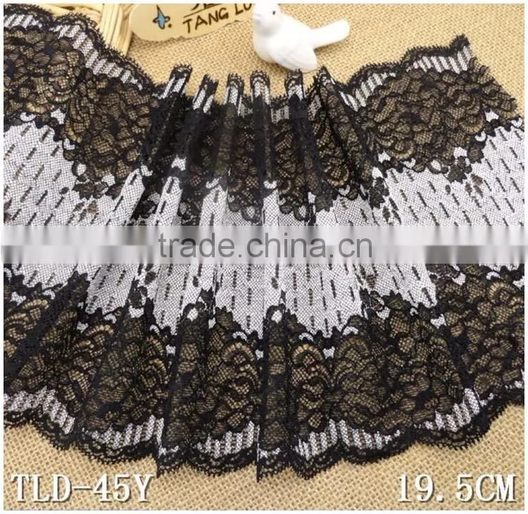 Fashion Women Underwear Lace,New Design Wide Black White 7.67" Super Strech Soft Spandex Nylon Warp Knitted Fashion Lace