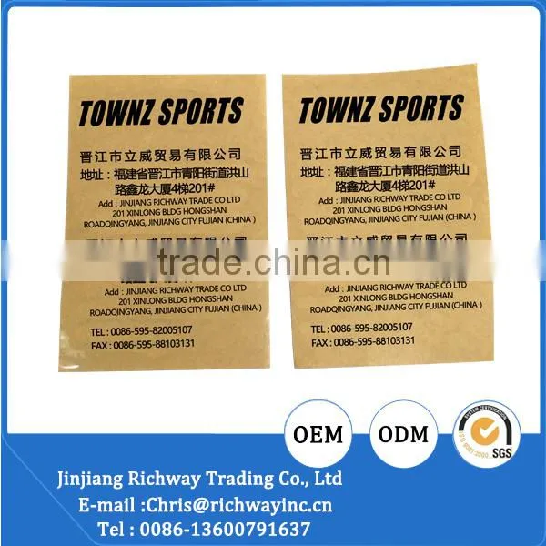 Printed label woven label adhsive plastic sheet