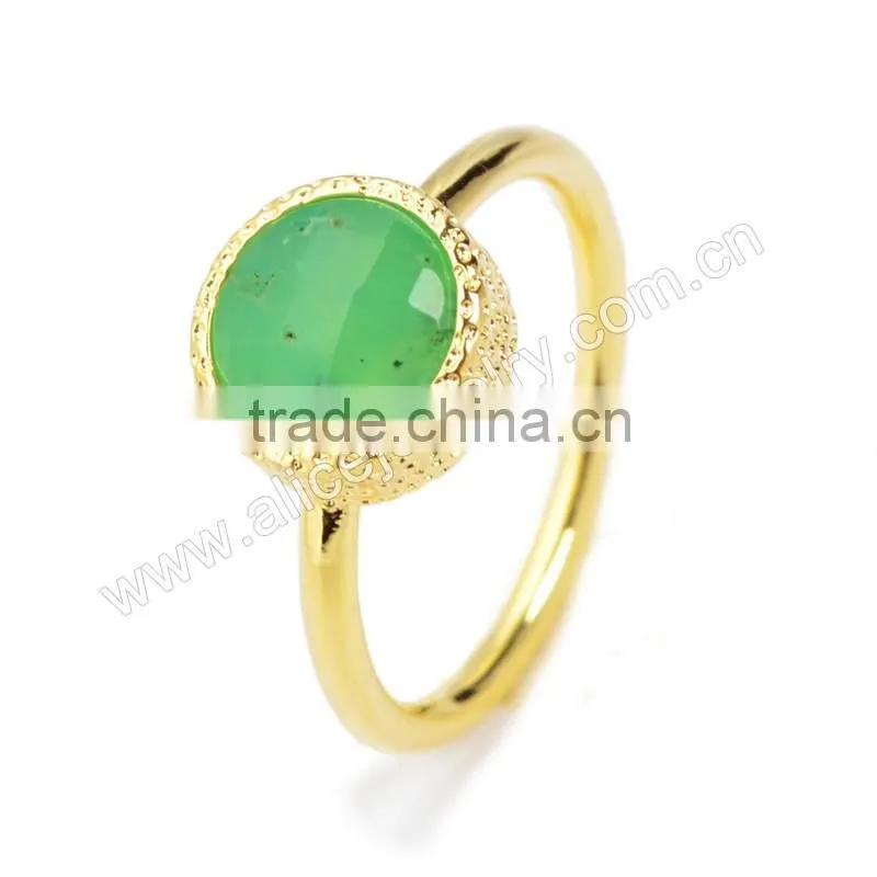 Gold green chrysoprase stacking ring