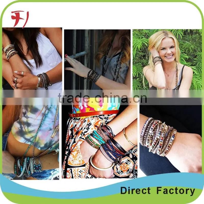 White And Brown Crystal Mix Wrap Bracelet On Contrasting Brown Leather With A Stainless Steel Clasp