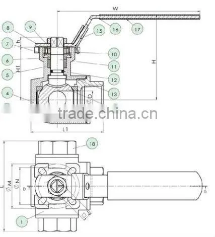 supply stainless steel 3-way ball valve with diret mounting pad (DIN) with mounting pad manufacturer in China