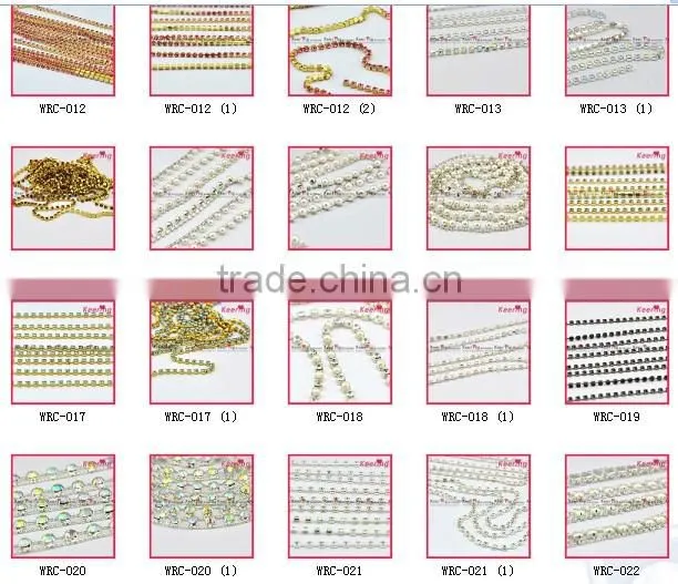 Wholesale pearl 2014 hot sale circle high quality Rhinestone chain WRC-095