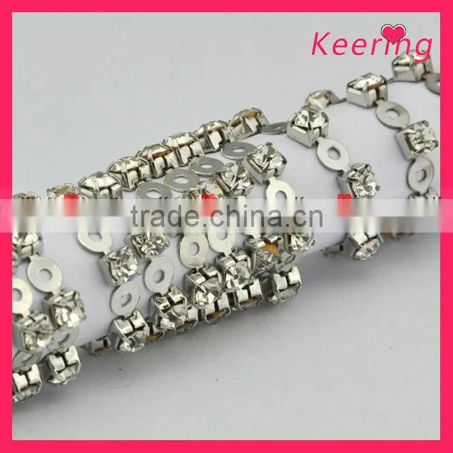 Gold flower popular Wholesale Crystal Rhinestone Chain WRC-32