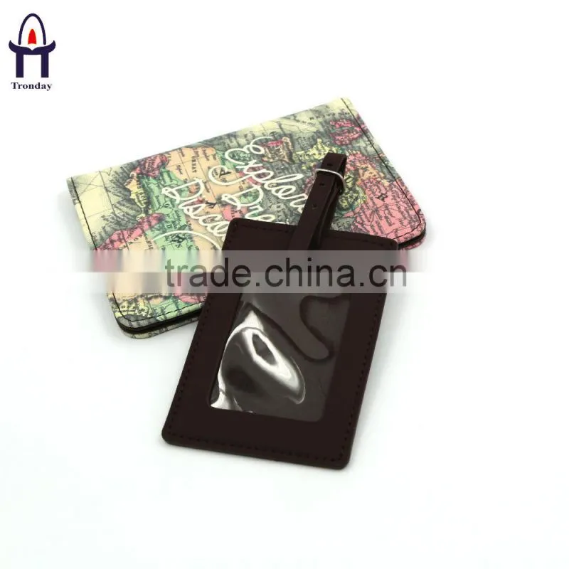 World map printing fashionable PU luggage tag