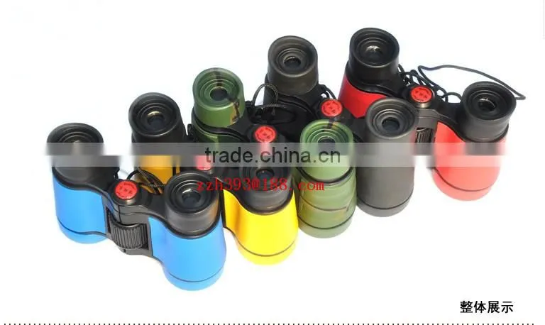 Made in China color toy binoculars , children binoculars ,kids plastic gift binoculars Environmental rubber toy telescope 4X30
