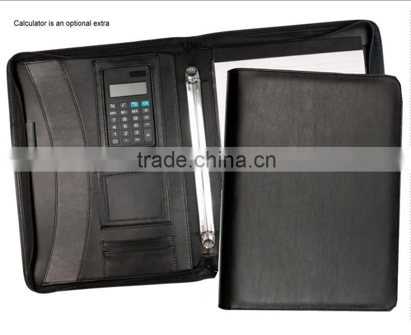 High Quality Ring Binder A4 Leather Padfolio With Calculator