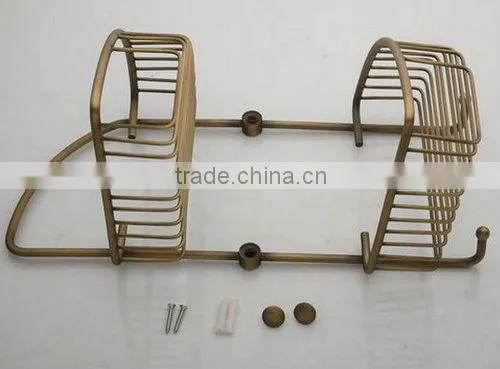 Double Layer Antique Brass Bathroom Basket
