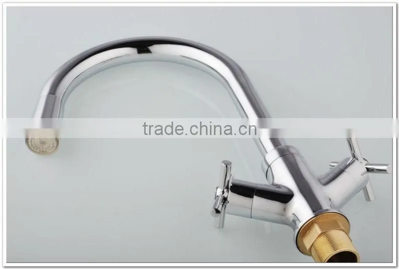 LED bibcock kitchen sink faucet/mixer with dual cross handle QH1893F