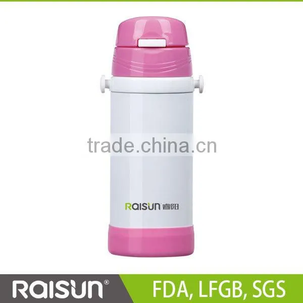 2014 Double Wall Stainless Steel Children Water baby bottle with Straw