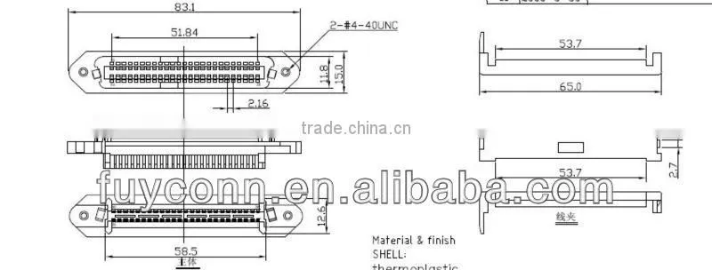 TYCO 50 Pin RJ21 Ribbon Cable Champ Solder pin Centronics Connector Female Type Receptacle Header Socket