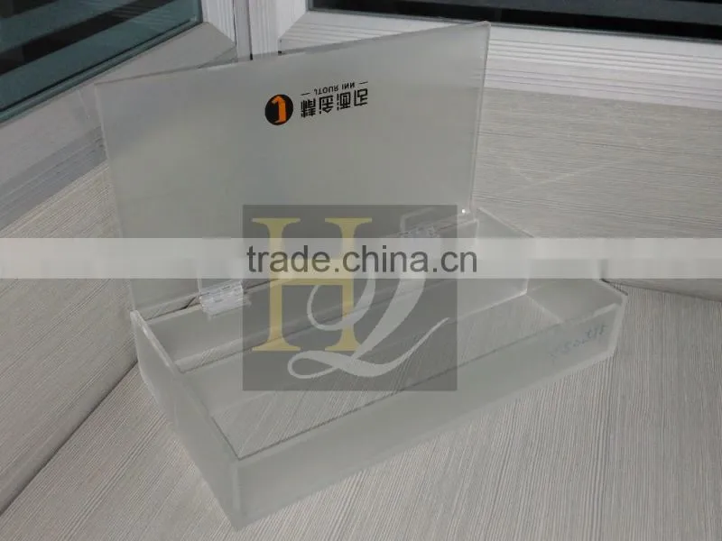 Wholesale rectangle frost acrylic cosmetic display box with hinged cover