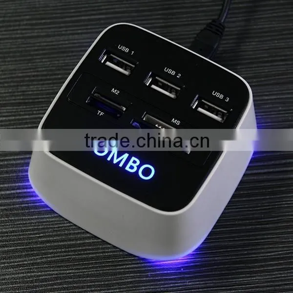 Rohs laptop computer 3 ports 2.0 usb hub with card reader