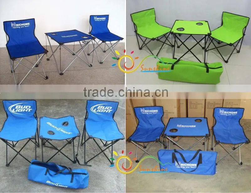 Portable folding table with chairs for camping and picnic