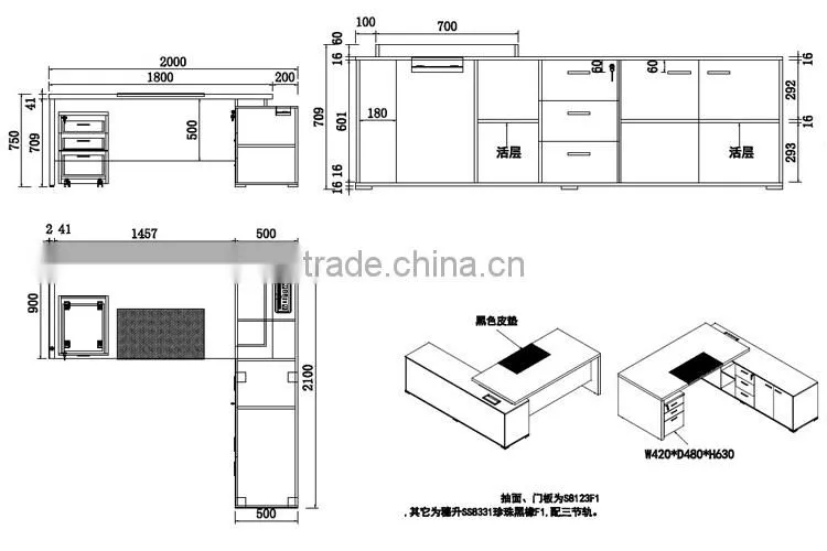 latest design office furniture freestanding office desk with returned desk