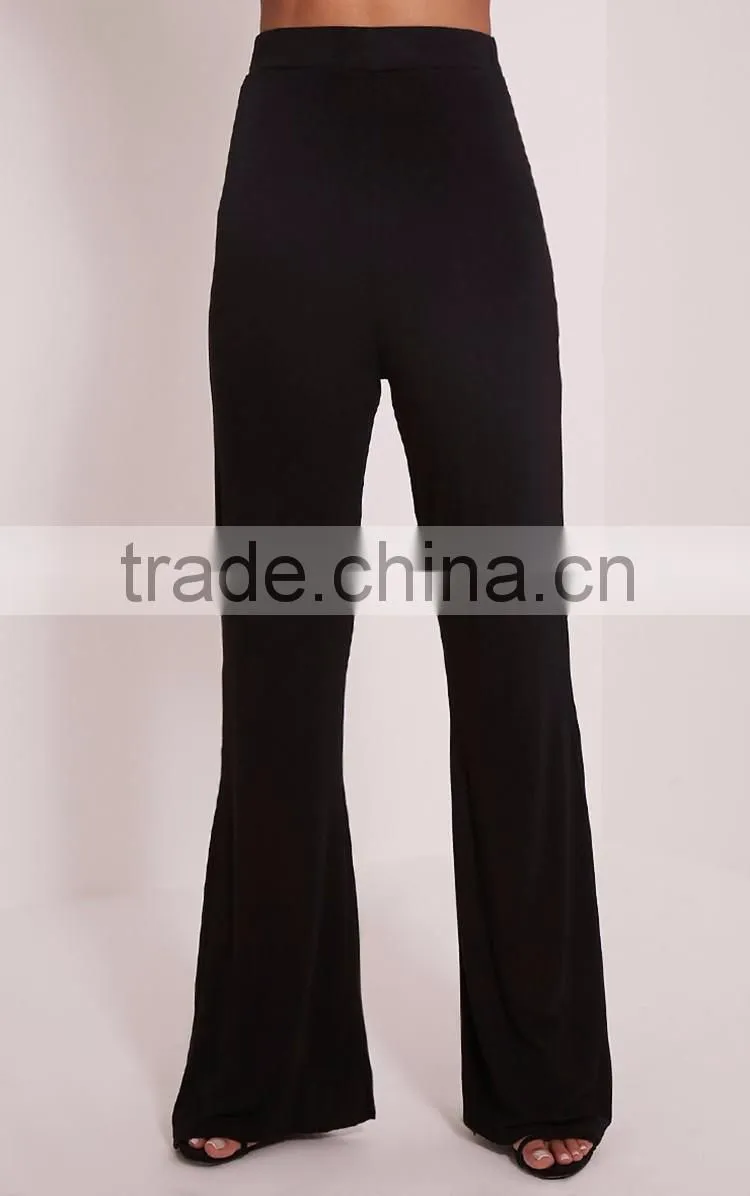 Custom hot sexy slimming women stretch pants, new arrival women black flared trousers