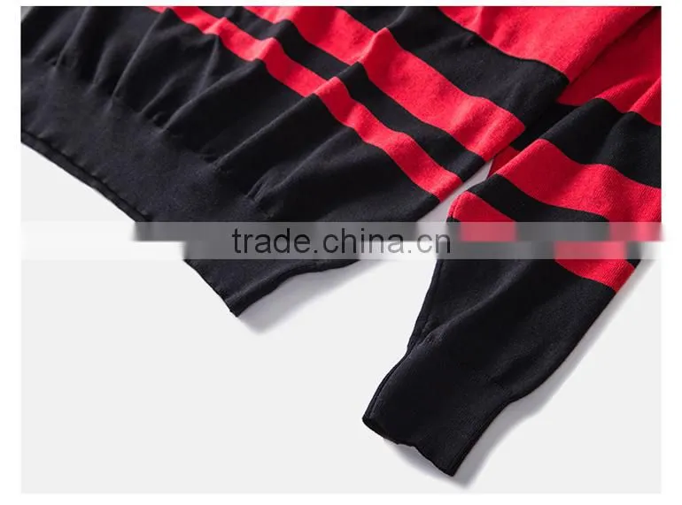 Men's Flat Stripe Knitted Sweater Teenager Pullover Sweater