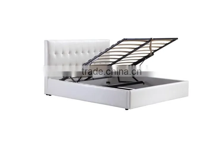 Modern Style Pu Gas Lift Storage Bed In White Color YD02