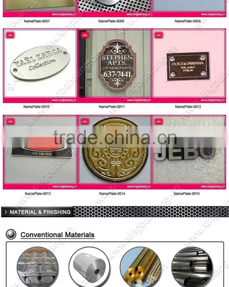 Appliance accessories metal small computer nameplates