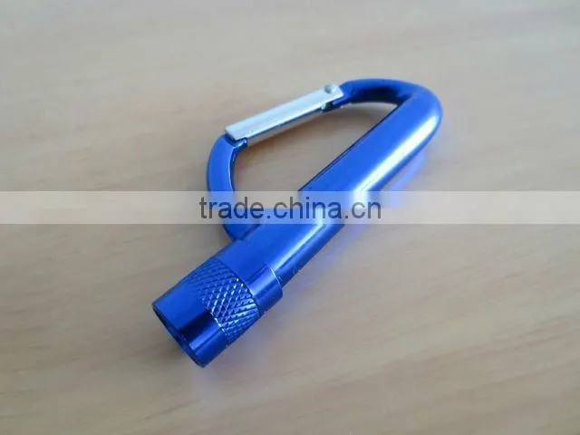 Aluminium mini carabiner LED Flashlight/Torch with rotating switch