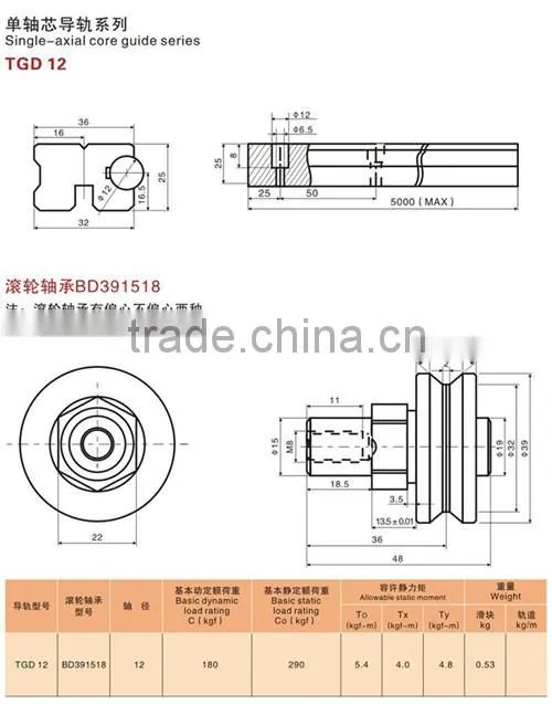 elevator guide rail economic linear guide TGD12 from china supplier