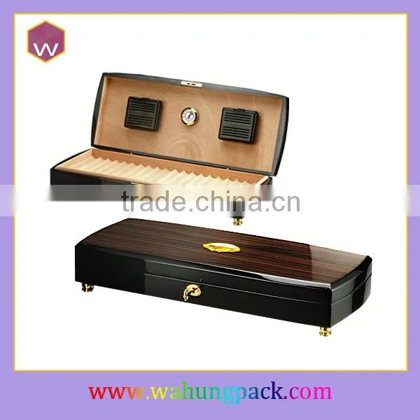 Glossy Cheery Wood Cigar Box Lock / Folding MDF Men's Cigar Box