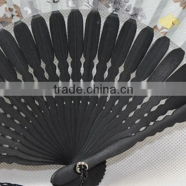 OEM adveritising bamboo fan with colorful flowers,gift fan,bamboo silk fan
