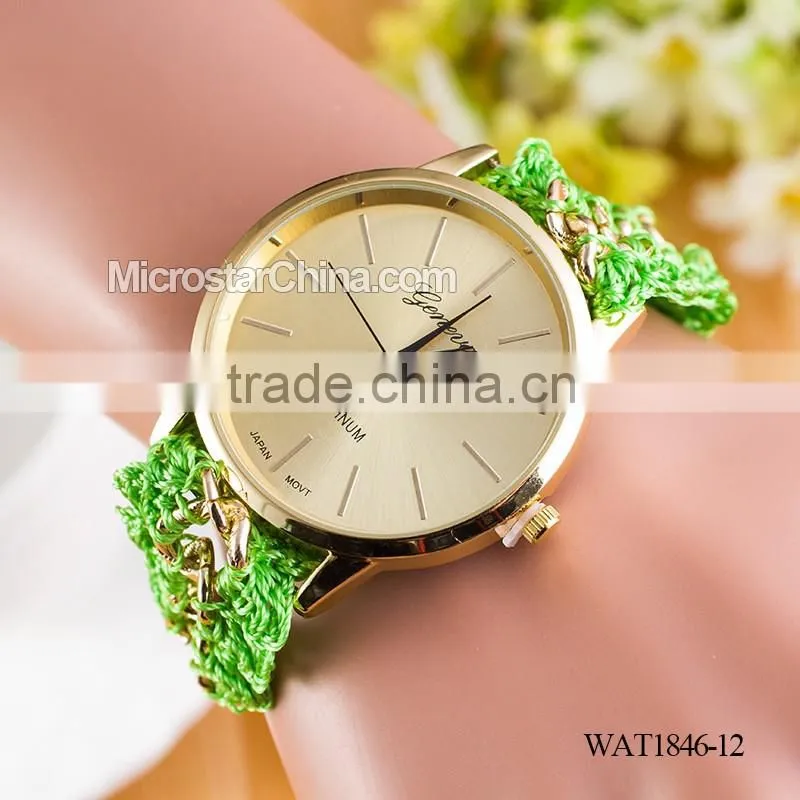 DIY hand made woven chain woomen watch bracelet