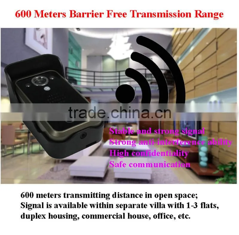 7 Inch Color 2.4GHz Wireless Video Door Phone Along with Door Lock Release