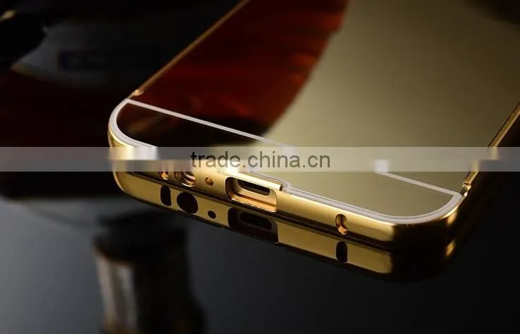2016 hot selling window view electroplating mirror pc pu flip case cover for samsung galaxy s7/s7 edge