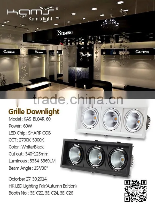 3*10w trimless recessed cob led grille light PMMA Lens adjustable spot light warm white 3000k