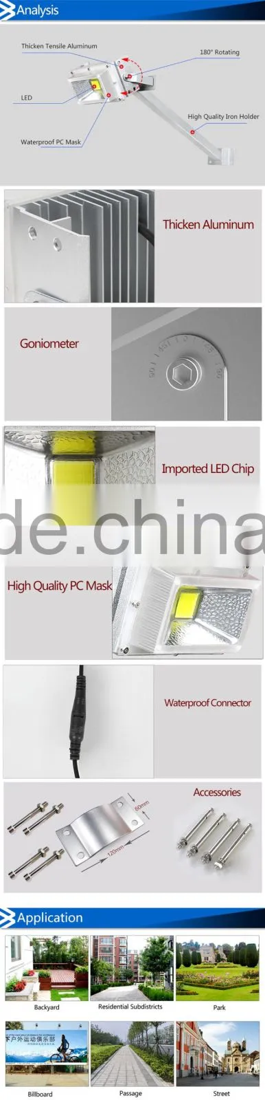 Outdoor IP67 Waterproof 30W 50W LED Flood Light With Pole Holder for Outwall Backyard Garden Street Passage Square Lighting