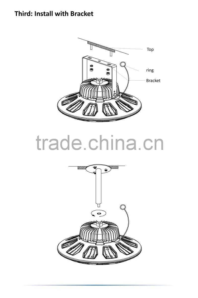 2016 AL6063 2700K 2700lm 200w UFO led high bay light with Meanwell driver for factory