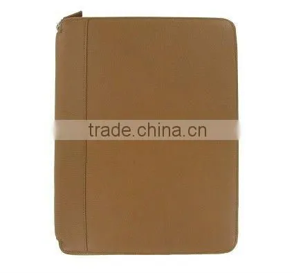 Zippered Portfolio /zipper leather cover for ipad