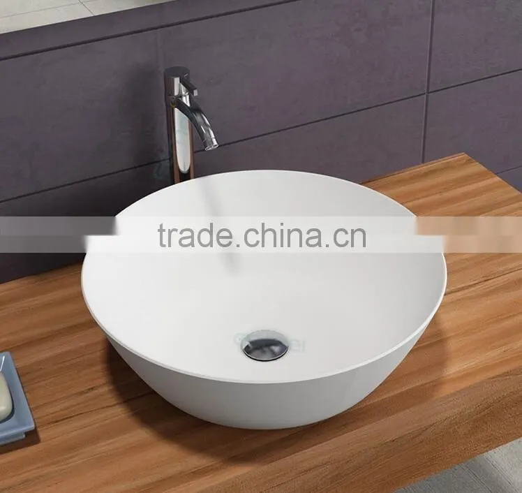 Round Shape Water Wash Solid Surface Basin,Wall Hung Solid Surface Wash Basins, Stone Resin Wash Basin