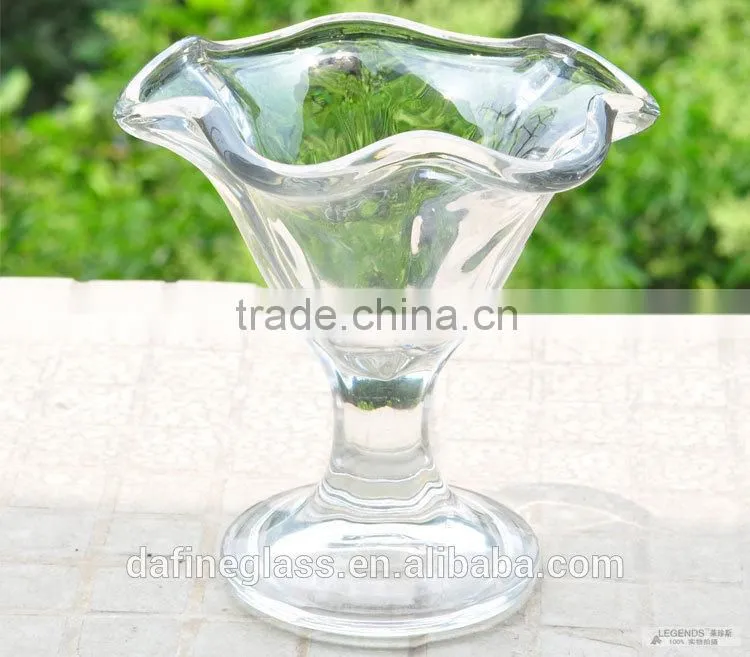 240ml Creative transparent flower shape glass ice cream cup dessert bowl