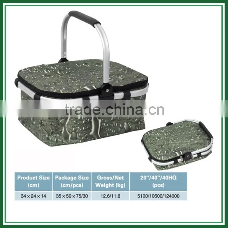 Cute aluminium frame picnic basket insulated