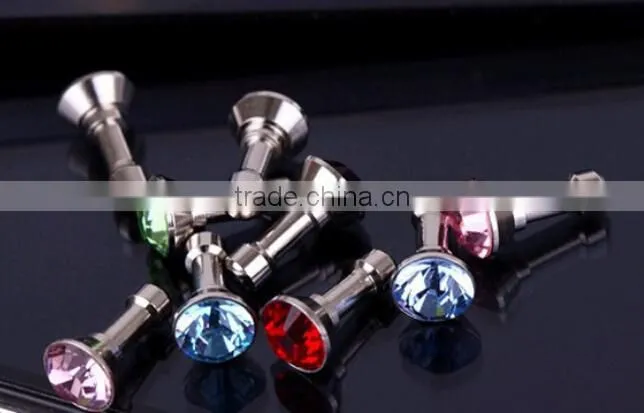 Fashion flash diamond colorful diamond cell phone headset dust plug dust plug 3.5mm universal