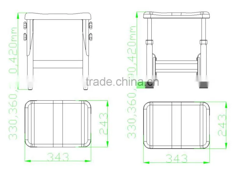 China made steel leg plastic surface school high adjustable stool chairs