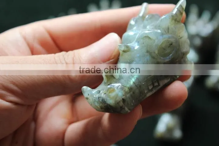 Natural Rock Quartz Crystal Dragon Skull / Carved Crystal Dragon Head