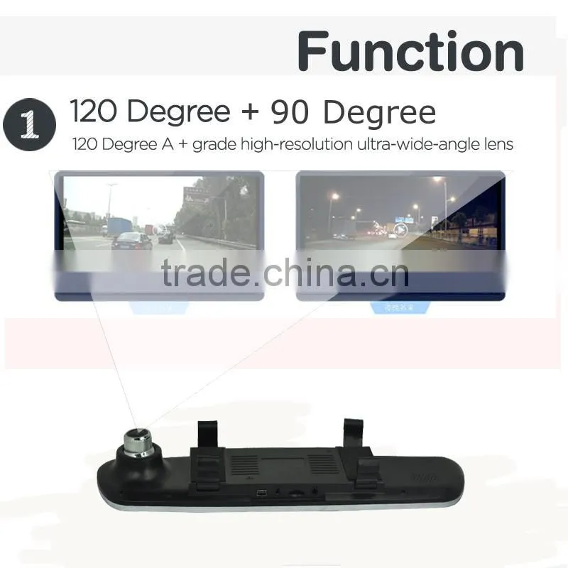 4.3inch front/rear camera car dvr rearview mirror monitor with built in dvr