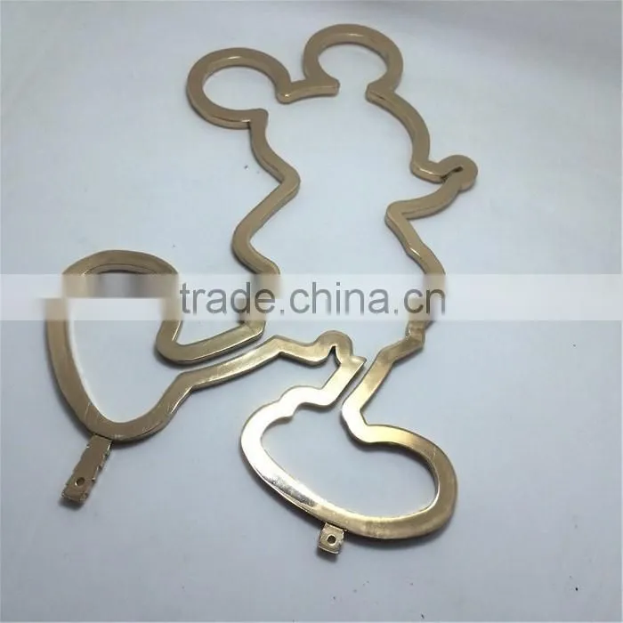 Mickey Mouse logo in gold plating , factory direct die casting mickey design metal logo cartoon sign